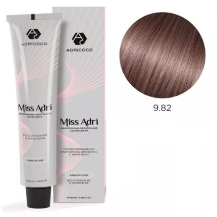 Крем-краска для волос ADRICOCO Miss Adri оттенок 9.82 Очень светлый коричневый фиолетовый блонд 100 мл