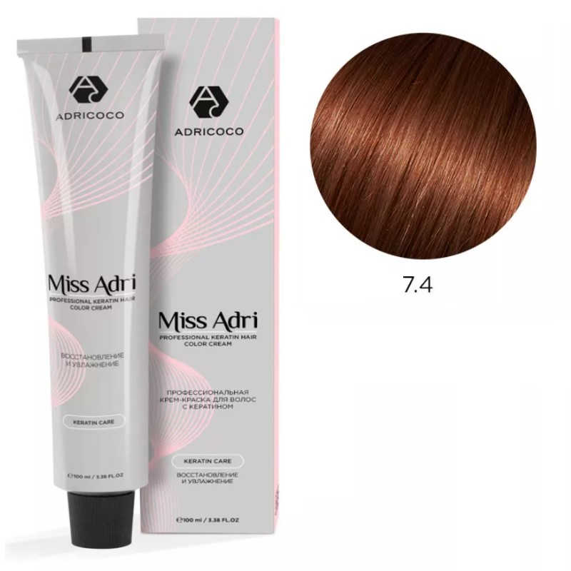 adr184497-800x800-1.jpg Крем-краска для волос ADRICOCO Miss Adri оттенок 7.4 Блонд медный 100 мл