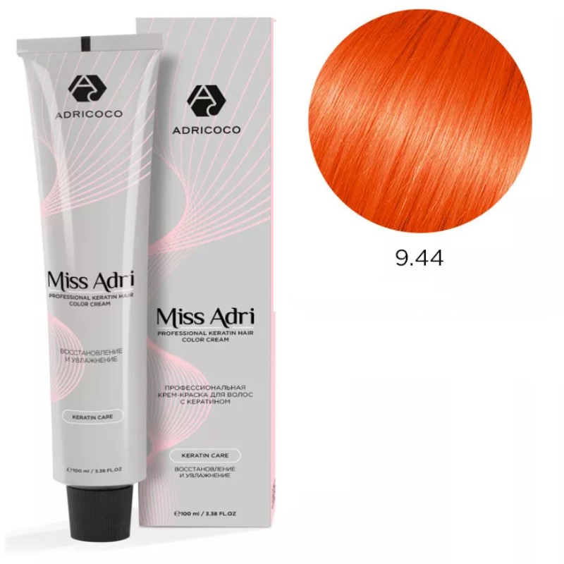adr184558-800x800-1.jpg Крем-краска для волос ADRICOCO Miss Adri оттенок 9.44 Очень светлый интенсивный медный блонд 100 мл