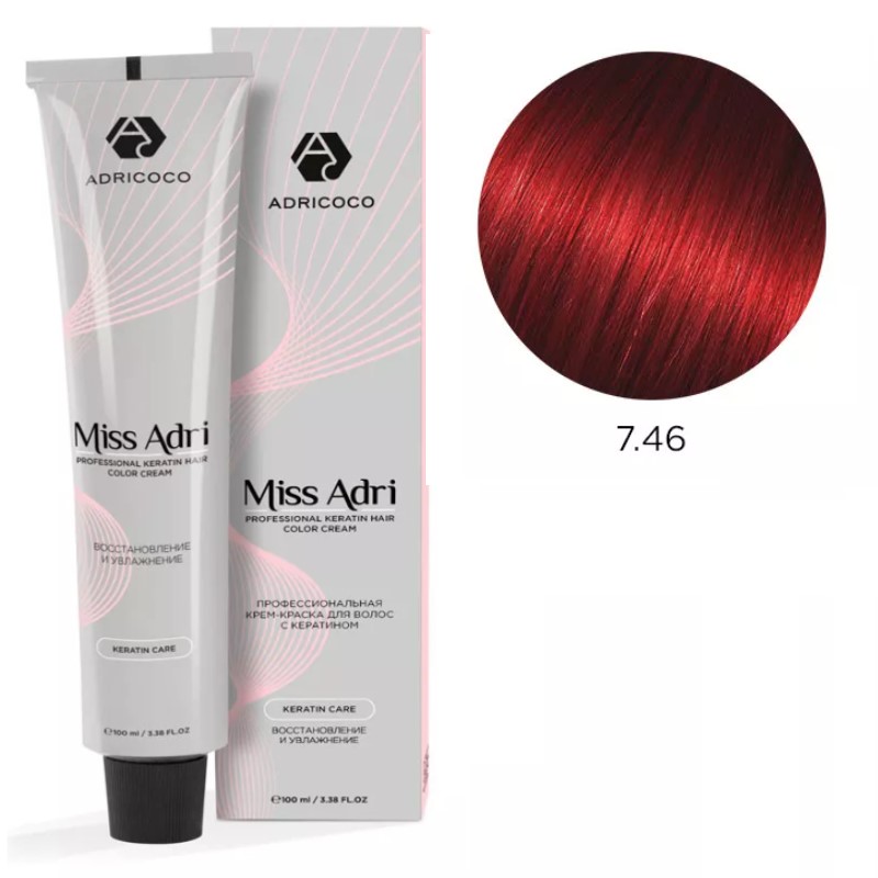 adr184565-800x800-1.jpg Крем-краска для волос ADRICOCO Miss Adri оттенок 7.46 Блонд медный красный 100 мл