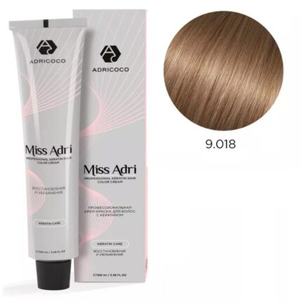 Крем-краска для волос ADRICOCO Miss Adri оттенок 9.018 Очень светлый блонд прозрачный лакричный 100 мл