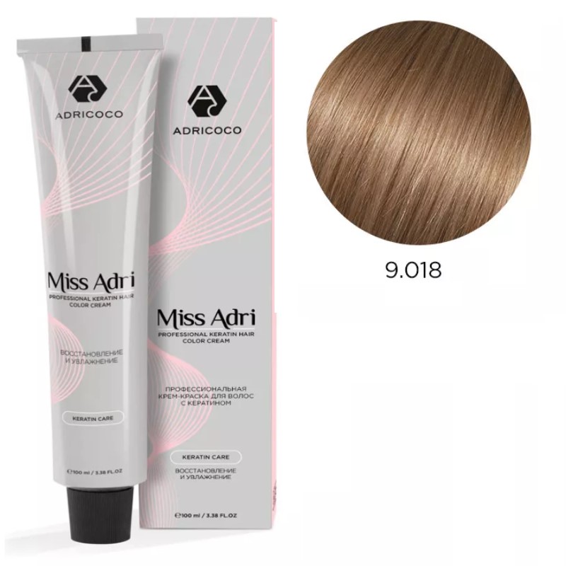 adr184602-800x800-1.jpg Крем-краска для волос ADRICOCO Miss Adri оттенок 9.018 Очень светлый блонд прозрачный лакричный 100 мл
