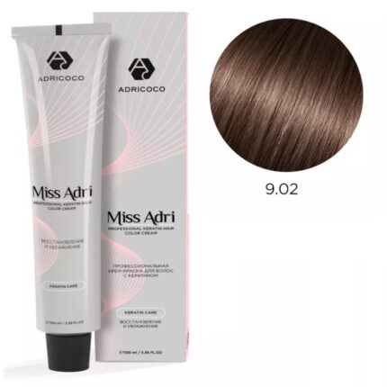 Крем-краска для волос ADRICOCO Miss Adri оттенок 9.02 Очень светлый блонд прозрачный фиолетовый 100 мл
