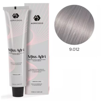 Крем-краска для волос ADRICOCO Miss Adri оттенок 9.012 Очень светлый блонд прозрачный серебристый 100 мл