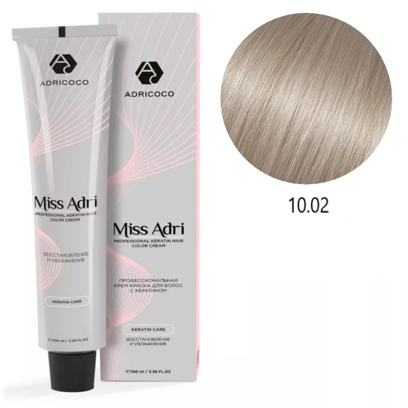 adr184633-800x800-1.jpg Крем-краска для волос ADRICOCO Miss Adri оттенок 10.02 Платиновый блонд прозрачный фиолетовый 100 мл