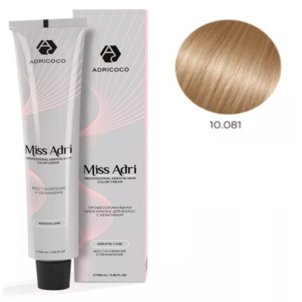 Крем-краска для волос ADRICOCO Miss Adri оттенок 10.081 Платиновый блонд пастельный ледяной 100 мл
