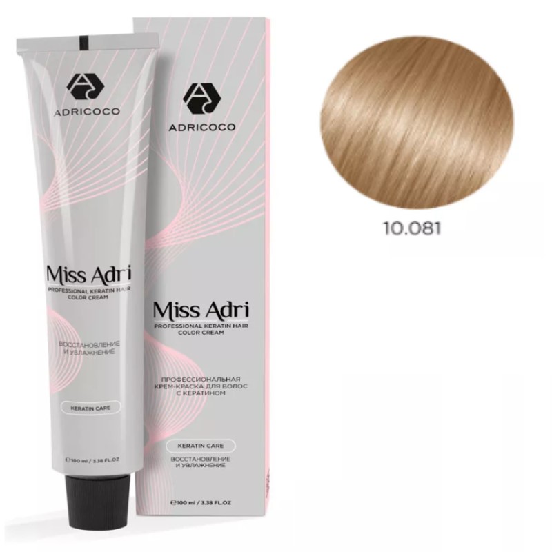 adr184657-800x800-1.jpg Крем-краска для волос ADRICOCO Miss Adri оттенок 10.081 Платиновый блонд пастельный ледяной 100 мл