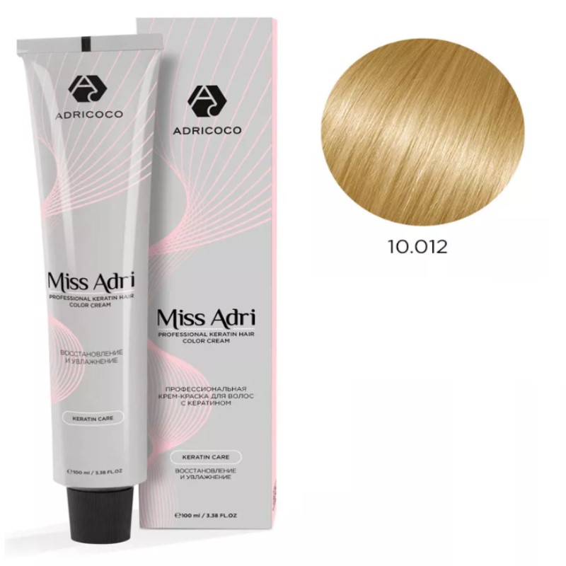 adr184671-800x800-1.jpg Крем-краска для волос ADRICOCO Miss Adri оттенок 10.012 Платиновый блонд прозрачный пепельный перлам 100 мл