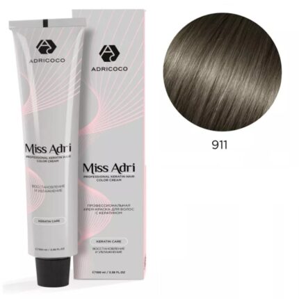 Крем-краска для волос ADRICOCO Miss Adri оттенок 911 Осветляющий серебристый пепельный 100 мл