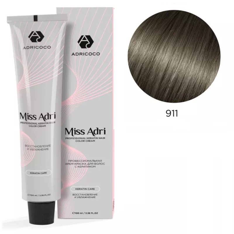 adr184701-800x800-1.jpg Крем-краска для волос ADRICOCO Miss Adri оттенок 911 Осветляющий серебристый пепельный 100 мл