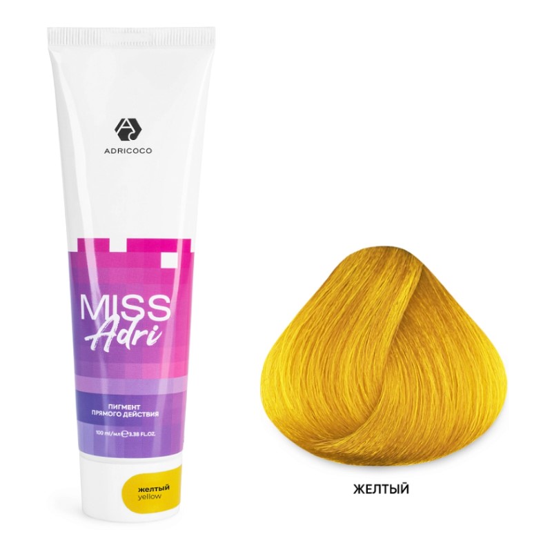 adr7672808-800x800-1.jpg Пигмент прямого действия для волос Miss Adri без окислителя, желтый ADRICOCO 100 мл
