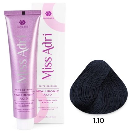 Крем-краска для волос Miss Adri Elite Edition, оттенок 1.10 Иссиня-черный ADRICOCO 100 мл