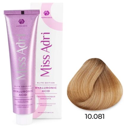 Крем-краска для волос Miss Adri Elite Edition, оттенок 10.081 Платиновый блонд пастельный ледяной ADRICOCO 100 мл