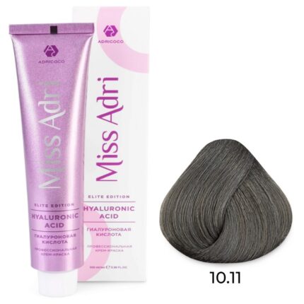 Крем-краска для волос Miss Adri Elite Edition, оттенок 10.11 Платиновый блонд пепельный интенсивный ADRICOCO 100 мл