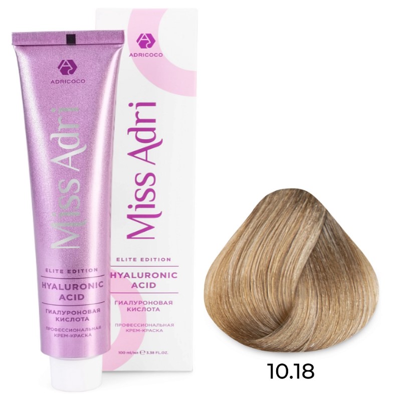adr7673065-800x800-1.jpg Крем-краска для волос Miss Adri Elite Edition, оттенок 10.18 Платиновый пепельный коричневый блонд ADRICOCO 100 мл