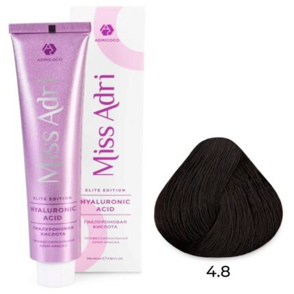 Крем-краска для волос Miss Adri Elite Edition, оттенок 4.8 Коричневый какао ADRICOCO 100 мл