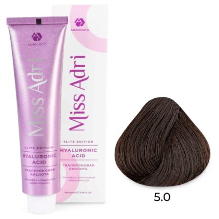 Крем-краска для волос Miss Adri Elite Edition, оттенок 5.0 Светлый коричневый ADRICOCO 100 мл