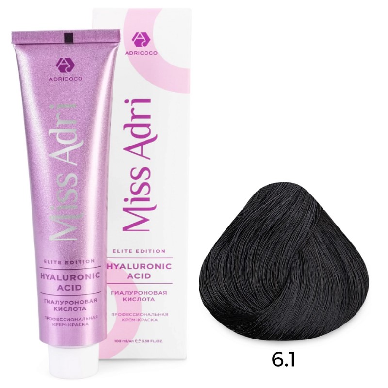 adr7673263-800x800-1.jpg Крем-краска для волос Miss Adri Elite Edition, оттенок 6.1 Темный блонд пепельный ADRICOCO 100 мл