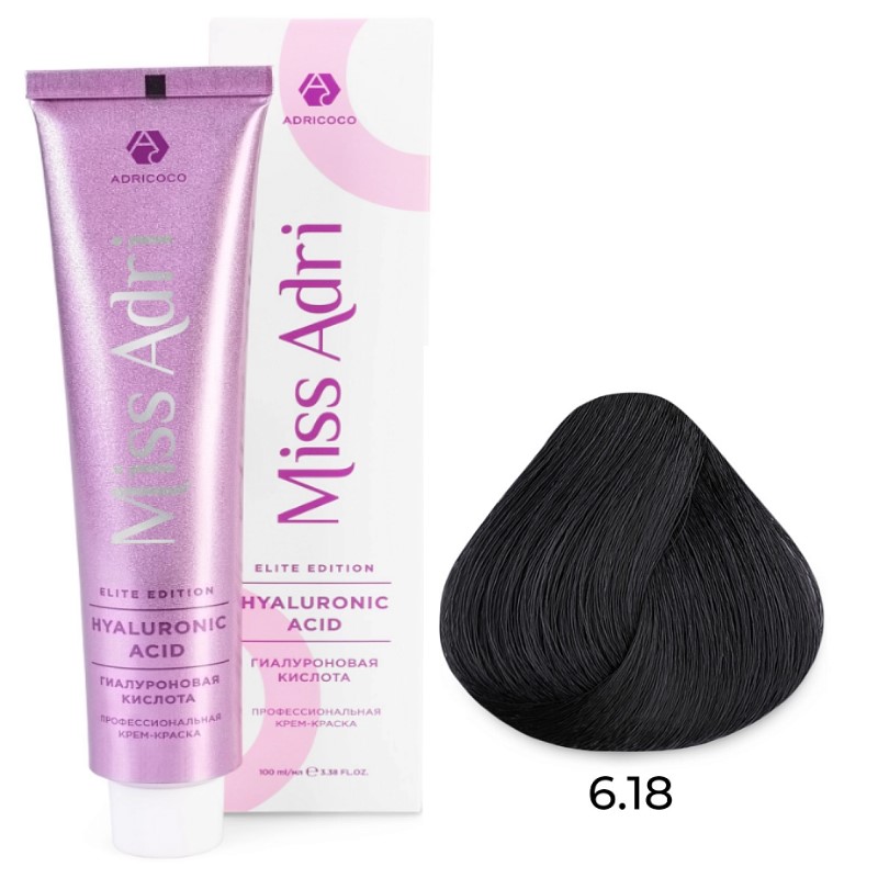 adr7673294-800x800-1.jpg Крем-краска для волос Miss Adri Elite Edition, оттенок 6.18 Темный блонд пепельный коричневый ADRICOCO 100 мл