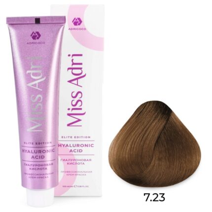 Крем-краска для волос Miss Adri Elite Edition, оттенок 7.23 Блонд перламутровый золотистый ADRICOCO 100 мл