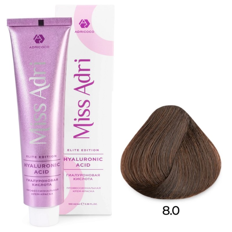 adr7673416-800x800-1.jpg Крем-краска для волос Miss Adri Elite Edition, оттенок 8.0 Светлый блонд ADRICOCO 100 мл