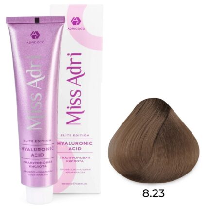 Крем-краска для волос Miss Adri Elite Edition, оттенок 8.23 Светлый блонд перламутровый золотистый ADRICOCO 100 мл