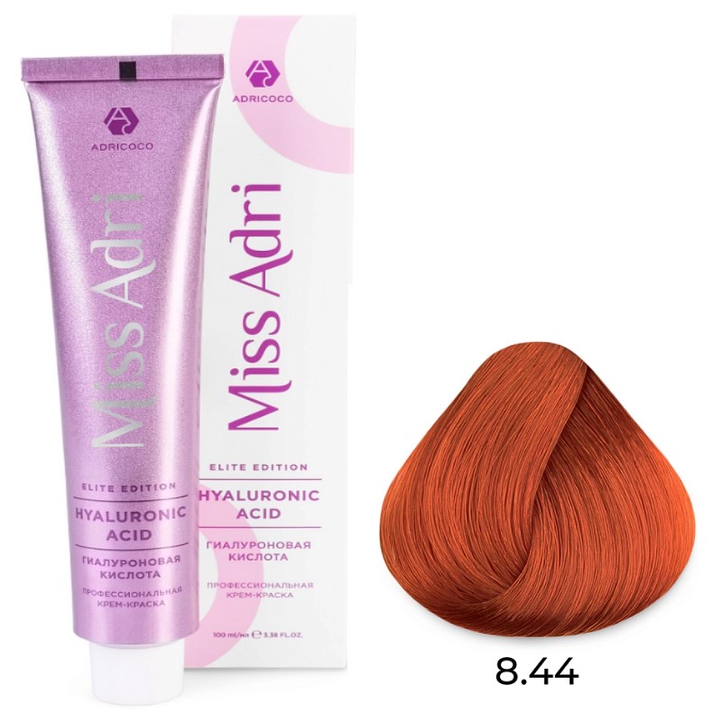 adr7673485-800x800-1.jpg Крем-краска для волос Miss Adri Elite Edition, оттенок 8.44 Светлый блонд интенсивный медный ADRICOCO 100 мл