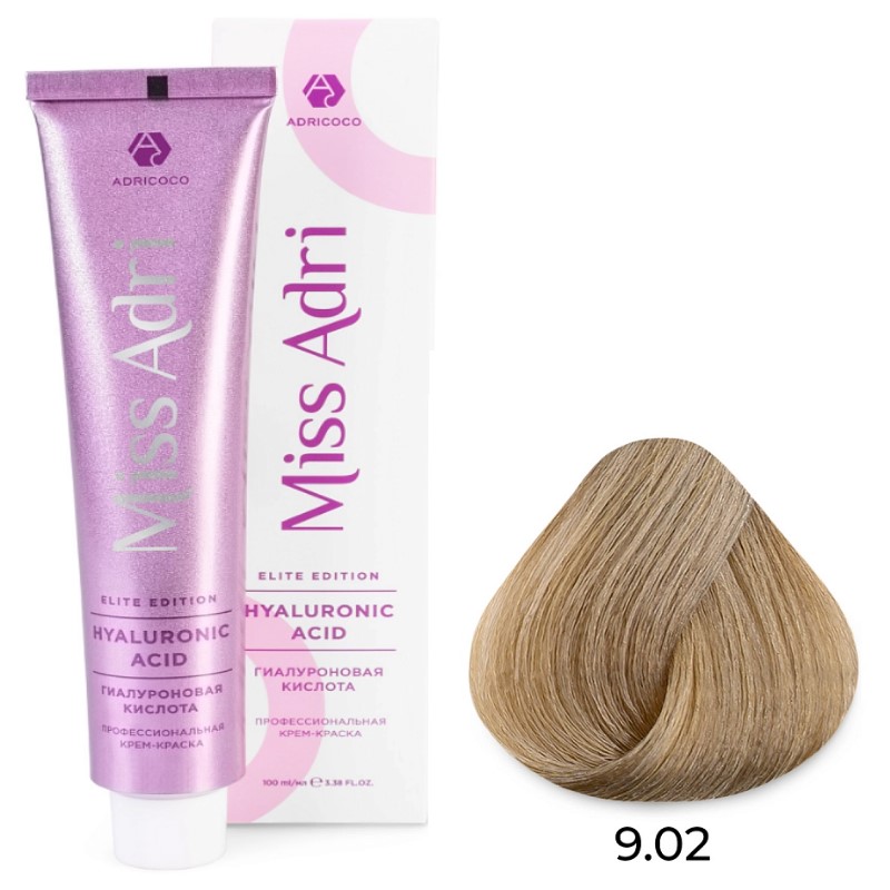 adr7673553-800x800-1.jpg Крем-краска для волос Miss Adri Elite Edition, оттенок 9.02 Очень светлый блонд прозрачный фиолетовый ADRICOCO 100 мл