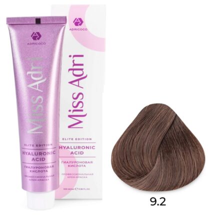 Крем-краска для волос Miss Adri Elite Edition, оттенок 9.2 Очень светлый блонд фиолетовый ADRICOCO 100 мл
