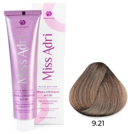 Крем-краска для волос Miss Adri Elite Edition, оттенок 9.21 Очень светлый блонд фиолетовый пепельный ADRICOCO 100 мл