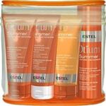 Набор в косметичке "Лето с собой": шампунь 100 мл + бальзам-маска 100 мл + спрей 100 мл + гель для душа 100 мл ESTEL
