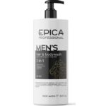 EPICA MEN'S 3 in 1, Мужской гель для душа, шампунь и кондиционер с охлаждающим эффктом и маслом апельсина, 1000 мл