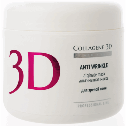 Альгинатная маска для лица и тела ANTI WRINKLE с экстрактом спирулины, 200 гр,, COLLAGENE 3D Medical