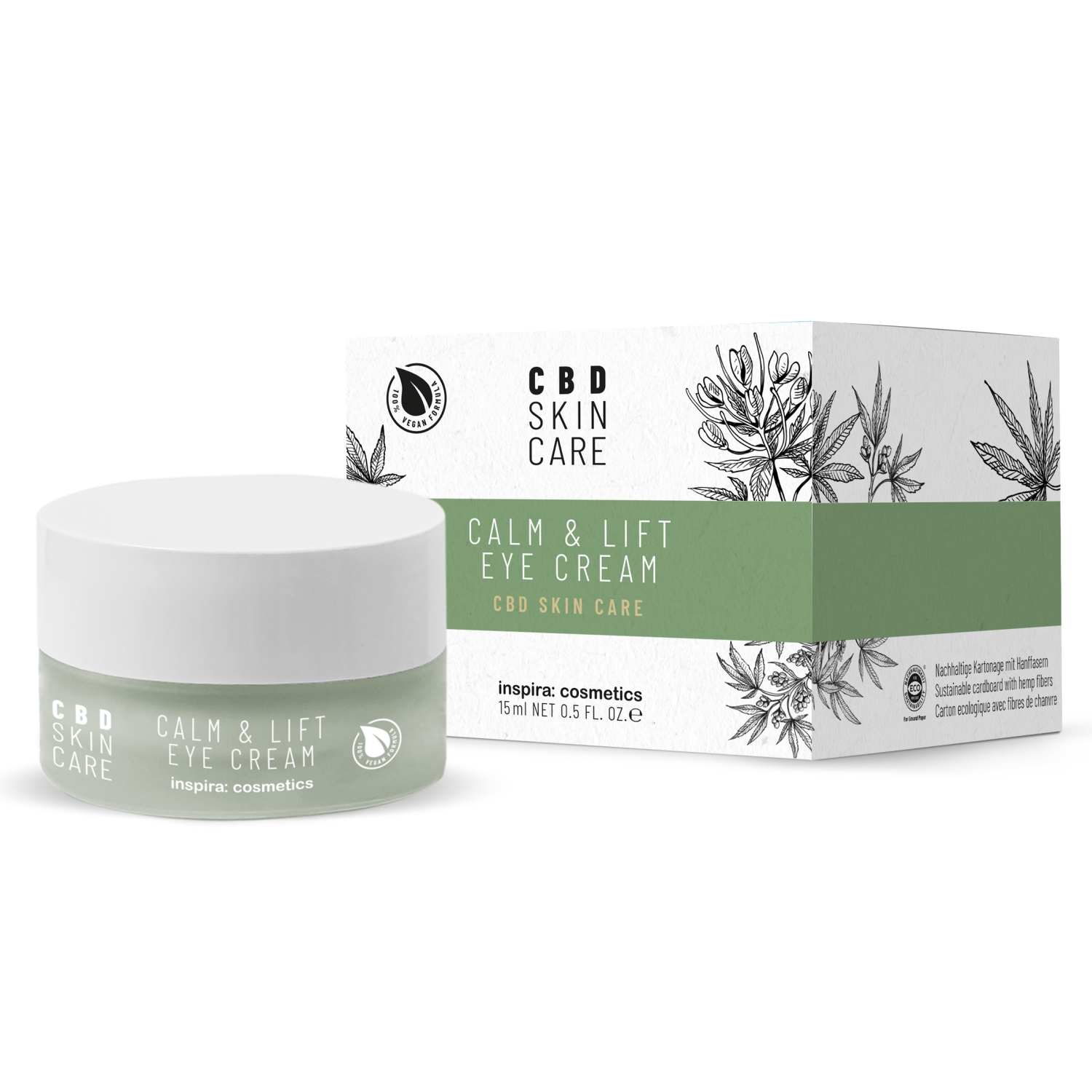 INSPIRA 6260 CBD Skin Care CALM & LIFT EYE Cream Антистресс лифтинг-крем для контура глаз с маслом CBD 15 мл INSPIRA