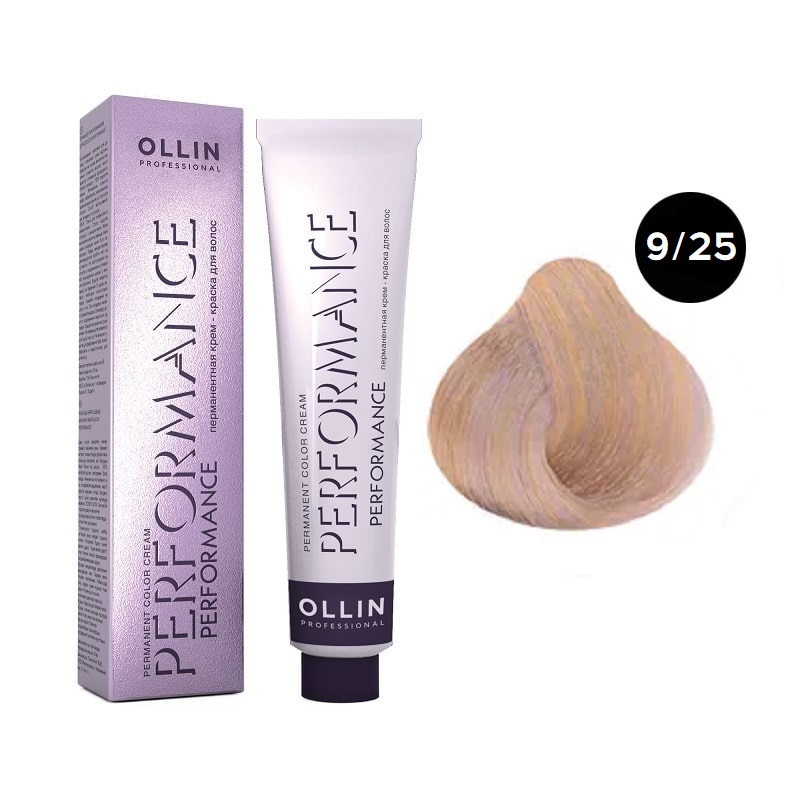 krem_kraska_ollin_performance_9_25_60_ml.jpg OLLIN Performance Перманентная крем-краска для волос 9/25 блондин фиолетово-махагоновый 60 мл — изображение 1