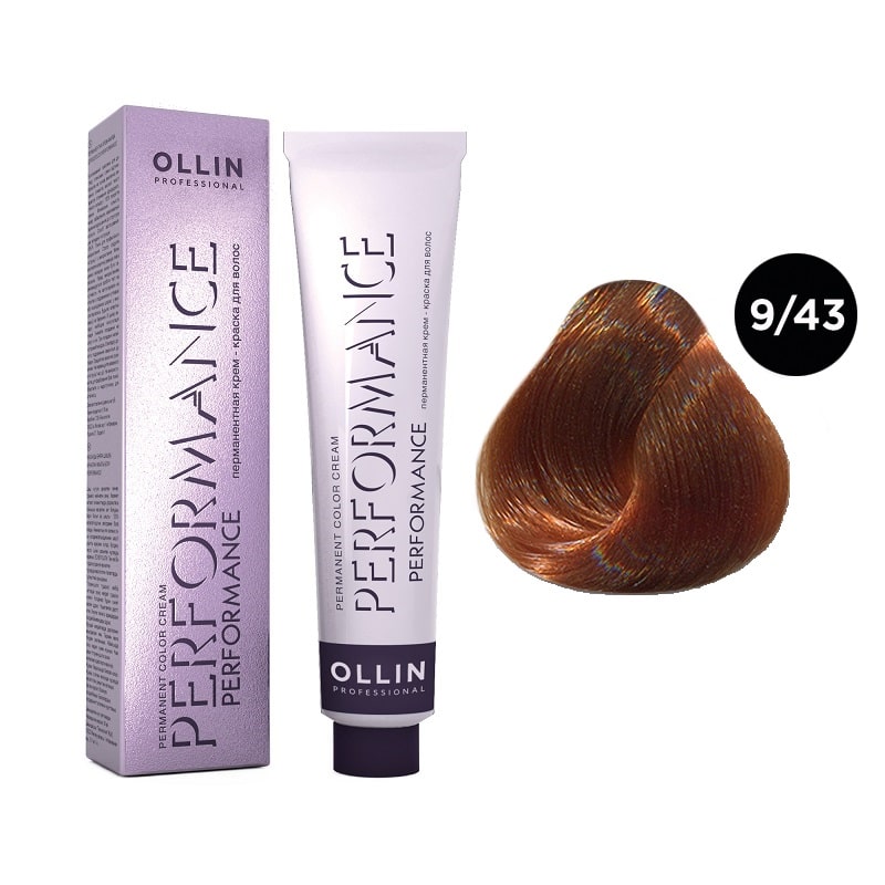krem_kraska_ollin_performance_blondin_medno_zolotistyj_9_43.jpg OLLIN Performance Перманентная крем-краска для волос 9/43 блондин медно-золотистый 60 мл — изображение 1
