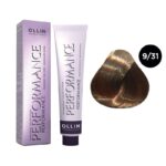 OLLIN Performance Перманентная крем-краска для волос 9/31 блондин золотисто-пепельный 60 мл