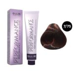 OLLIN Performance Перманентная крем-краска для волос 7/75 русый коричнево-махагоновый 60 мл