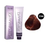 OLLIN Performance Перманентная крем-краска для волос 7/46 русый медно-красный 60 мл