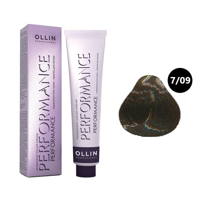 krem_kraska_ollin_performance_rusyj_prozrachno_zelenyj_7_09.jpg OLLIN Performance Перманентная крем-краска для волос 7/09 русый прозрачно-зеленый 60 мл — изображение 1