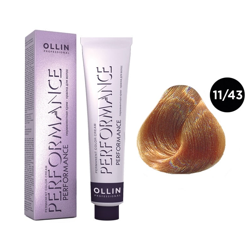OLLIN Performance Перманентная крем-краска для волос 11/43 специальный блондин медно-золотистый 60 мл — изображение 1