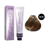 OLLIN Performance Перманентная крем-краска для волос 8/0 светло-русый 60 мл