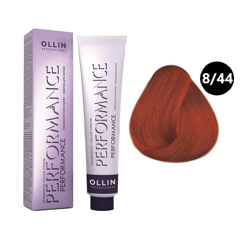 krem_kraska_ollin_performance_svetlo_rusyj_intensivno_mednyj_8_44.jpg OLLIN Performance Перманентная крем-краска для волос 8/44 светло-русый интенсивно-медный 60 мл — изображение 1