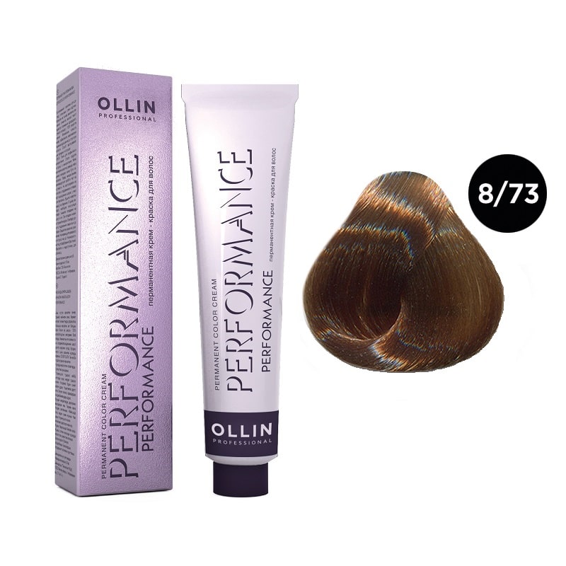 OLLIN Performance Перманентная крем-краска для волос 8/73 светло-русый коричнево-золотистый 60 мл — изображение 1