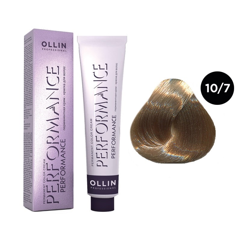 OLLIN Performance Перманентная крем-краска для волос 10/7 светлый блондин коричневый 60 мл — изображение 1