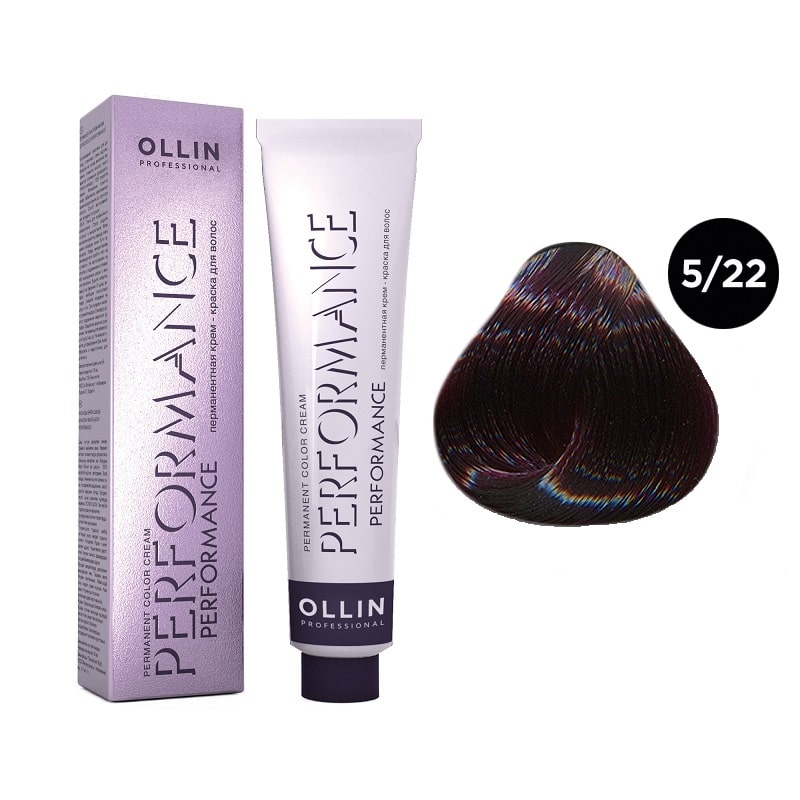 krem_kraska_ollin_performance_svetlyj_shaten_fioletovyj_5_22.jpg OLLIN Performance Перманентная крем-краска для волос 5/22 светлый шатен фиолетовый 60 мл — изображение 1