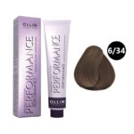 OLLIN Performance Перманентная крем-краска для волос 6/34 темно-русый золотисто-медный 60 мл