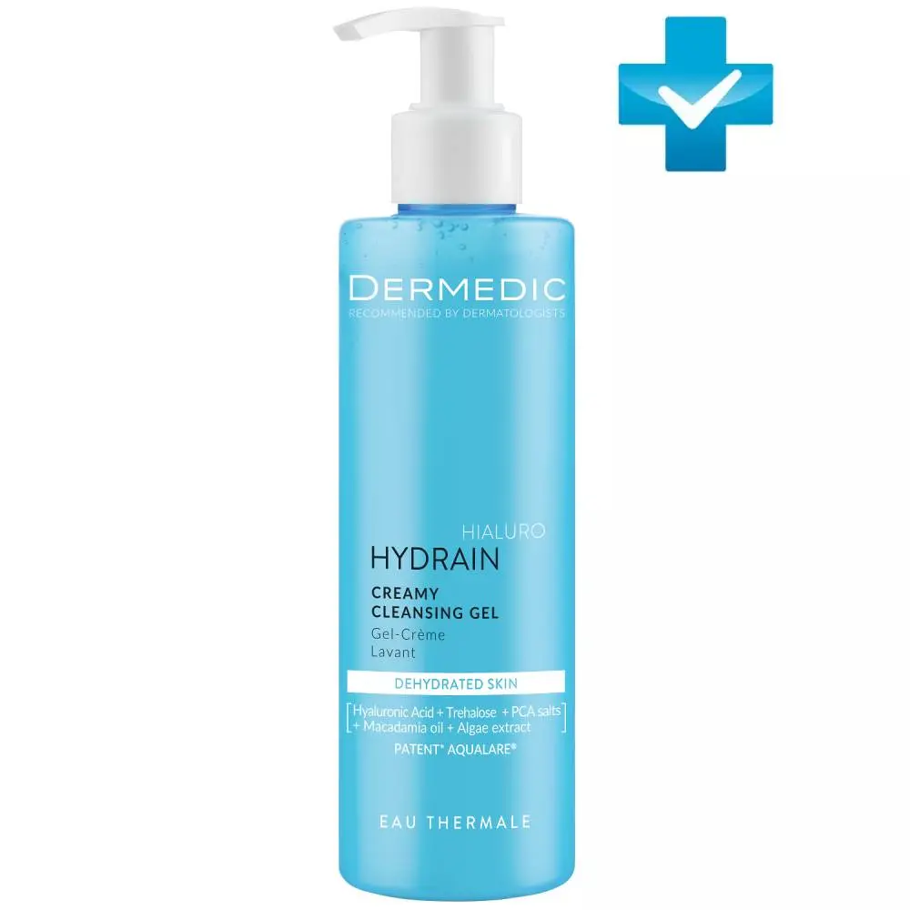 P6HYD0125-200 DERMEDIC Hydrain Hialuro Creamy Cleansing Gel Гель-крем для умывания 200 мл — изображение 1