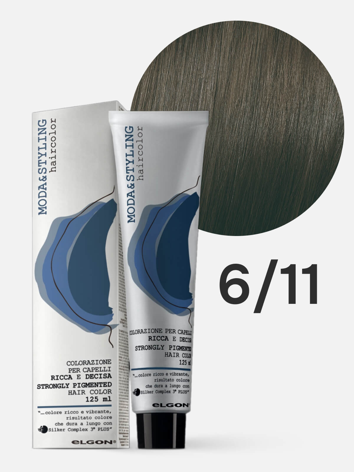 elgon modastyling Краска для волос 6/11 темный блонд интенсивно пепельный 125мл ELGON MODASTYLING Краска для волос 6/11 темный блонд интенсивно-пепельный 125мл — изображение 1