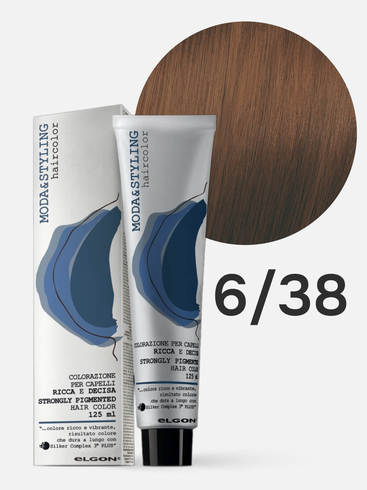 elgon modastyling Краска для волос 6/38 темный блонд золотисто коричневый 125мл ELGON MODASTYLING Краска для волос 6/38 темный блонд золотисто-коричневый 125мл — изображение 1
